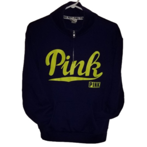 Victoria Secret Pink Blue Sweatshirt Front Pouch No Hood Size XS